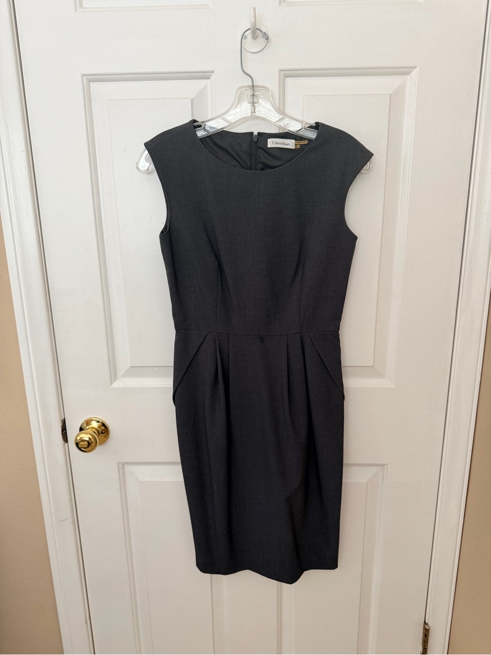 Calvin Klein Charcoal Sheath Dress with Cap Sleeves